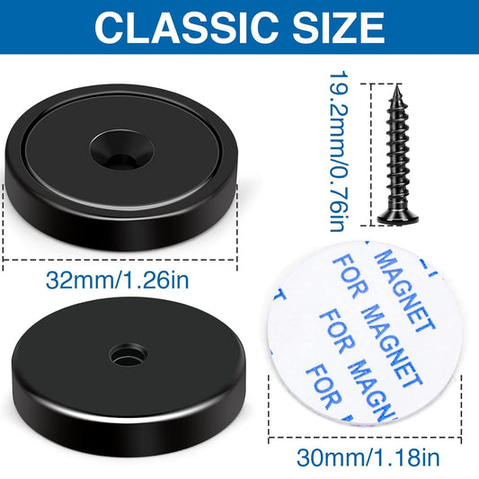 Magnets with Holes, 110 lb+ Waterproof Strong Neodymium Cup Disc Screws for Wall Mounting, Lifting Tools - Pack of 6 Black 110lb-6p