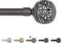 Window Treatment Single Curtain Rod Set Telescoping with Carved Hollow Ball Finials, Adjustable Length from 28 to 48-Inch, 3/4 Inch Diameter, Pewter 28"-48"