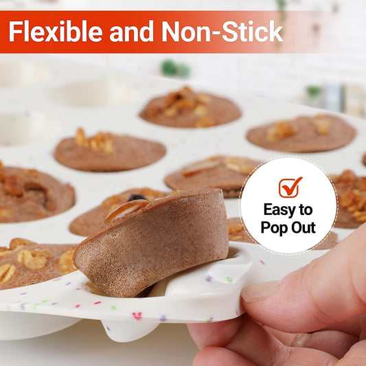 Silicone Mini Muffin Pan, 24 Cups Nonstick Cupcake Pan for Baking Muffin, Cupcake, Egg Bites, Fat Bomb, 1 Pack Confetti - 1pc: 24-Cup
