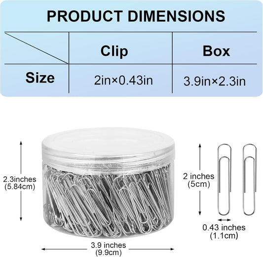 280 Pcs Large Paper Clips, 2 Inch Jumbo Silver Paperclips, Stainless Steel Paperclips Office for Teacher Supplies School - IN