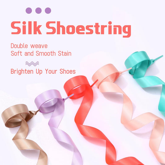 24 Pairs 47" Flat Satin Ribbon Shoelaces Colorful Silk Shoe Strings Wide Lace for Women Sneaker Decoration -