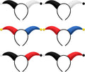 6 Pcs Clown Headband Soft Headbands for Mardi Gras Parties Carnival Circus Events Durable Reusable Hairband Black, Red, Blue, White -