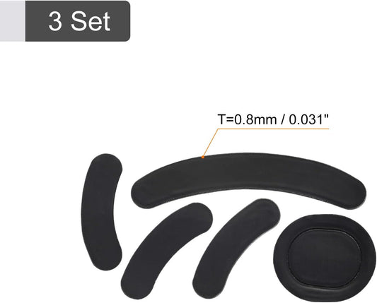 Rounded Curved Edges Mouse Feet Skates Pads 0.8mm w Cleaning Paper for G PRO Wireless Gaming Replacement Black 5Pcs/3 Set -