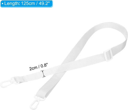125cm x 2cm Replacement Shoulder Strap, 2 Pack Adjustable Swivel Clips Hook Buckle Slide Crossbody Bag Belt for Water Bottle Carrier Sling Bag, White -