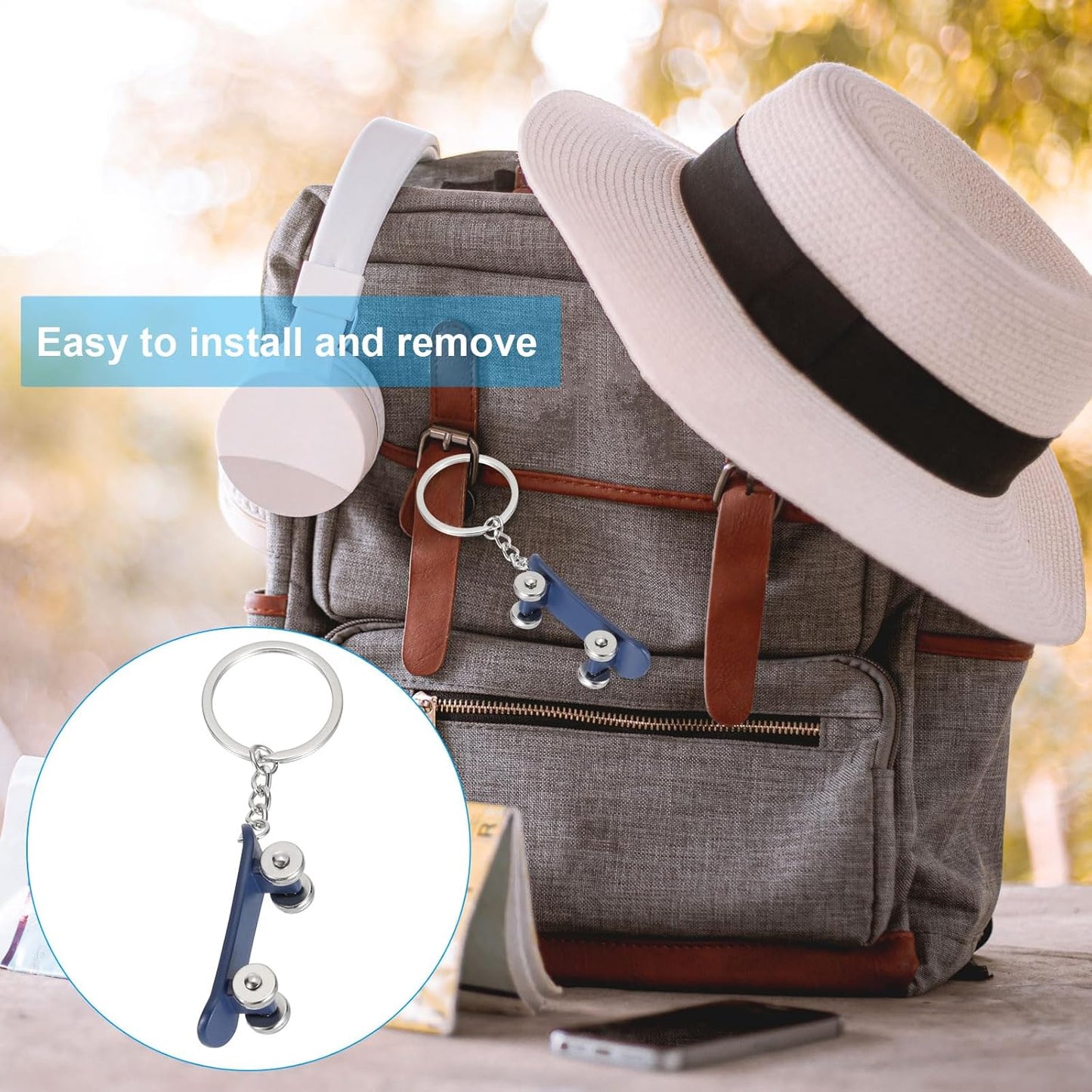 SkateBoard Hoop Keychain, Mini Cute Sports Basketball Key Chain Sport Ball Pendant Ring Bag Blue -