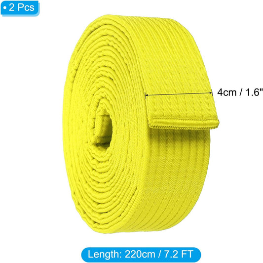 Taekwondo Colored Ranking Belts, Polyester Martial Arts Judo Karate Belt for Coach Teaching Practice Yellow 1.6IN x 7.2FT