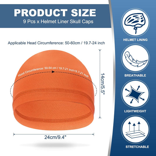 Helmet Liner Skull Cap for Men, Sweat Wicking Hats Stretchy Under Helmets Caps Orange -