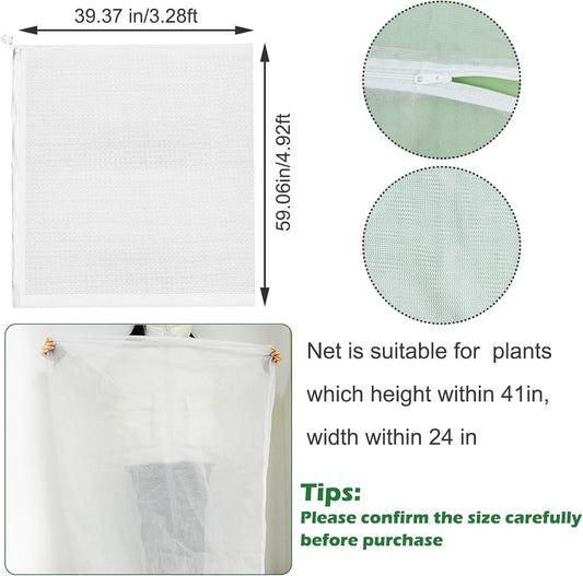 3Pcs Plant Covers from Insects, Bird Netting Barrier for Blueberry Bushes with Drawstring Zipper Mesh Garden Fruit Tree Bags Plants Net Cage Protect Tomato Vegetable Citrus, 3.3×5Ft - 3.3×5Ft/ 3pcs/
