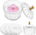 5Pcs Dusting Powder Container with Puff, 3.4 Inch Acrylic Body Containers Large Soft Puff Loose Reusable Applicator for Women Baby Face Makeup White-1 -
