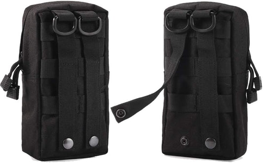 2 Pack Molle Pouches - Tactical Compact Water-Resistant Utility Gadget Gear EDC Pouch Hanging Waist Bags Black