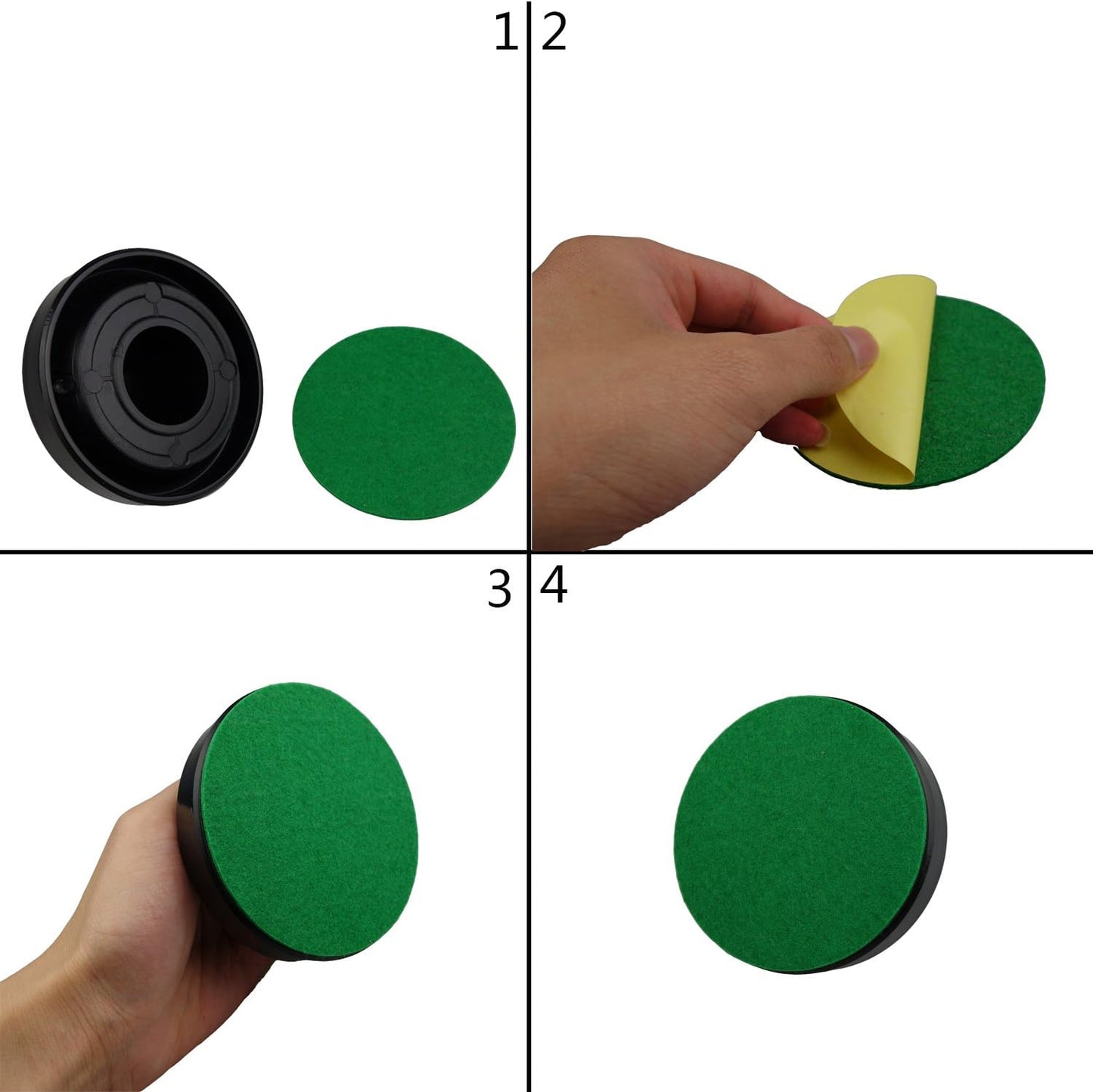 12 Pack Self Adhesive Air Hockey Mallet Felt Pads, Green, 94mm (green-12 Pack)