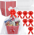 6 Pack Movie Night Gifts Baskets Plastic Popcorn Box Containers with Bags and Bows for Holiday Lover Teacher Appreciation Birthday Party Favors DIY Kits - 9 x Inch