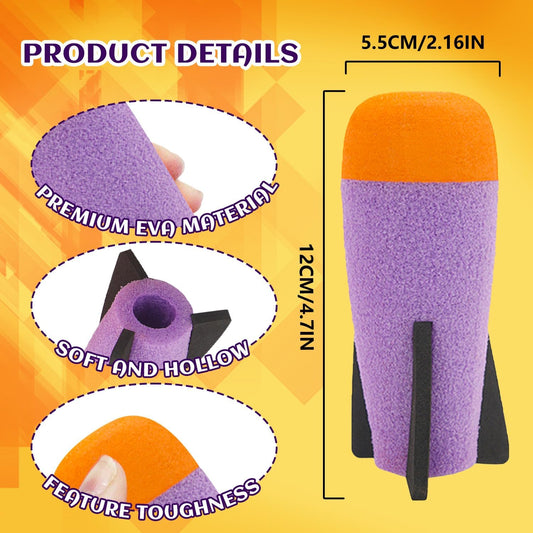 Missile Filled Foam Rocket Launcher Compatible for Nerf N-Strike Elite Series 10pcs,purple