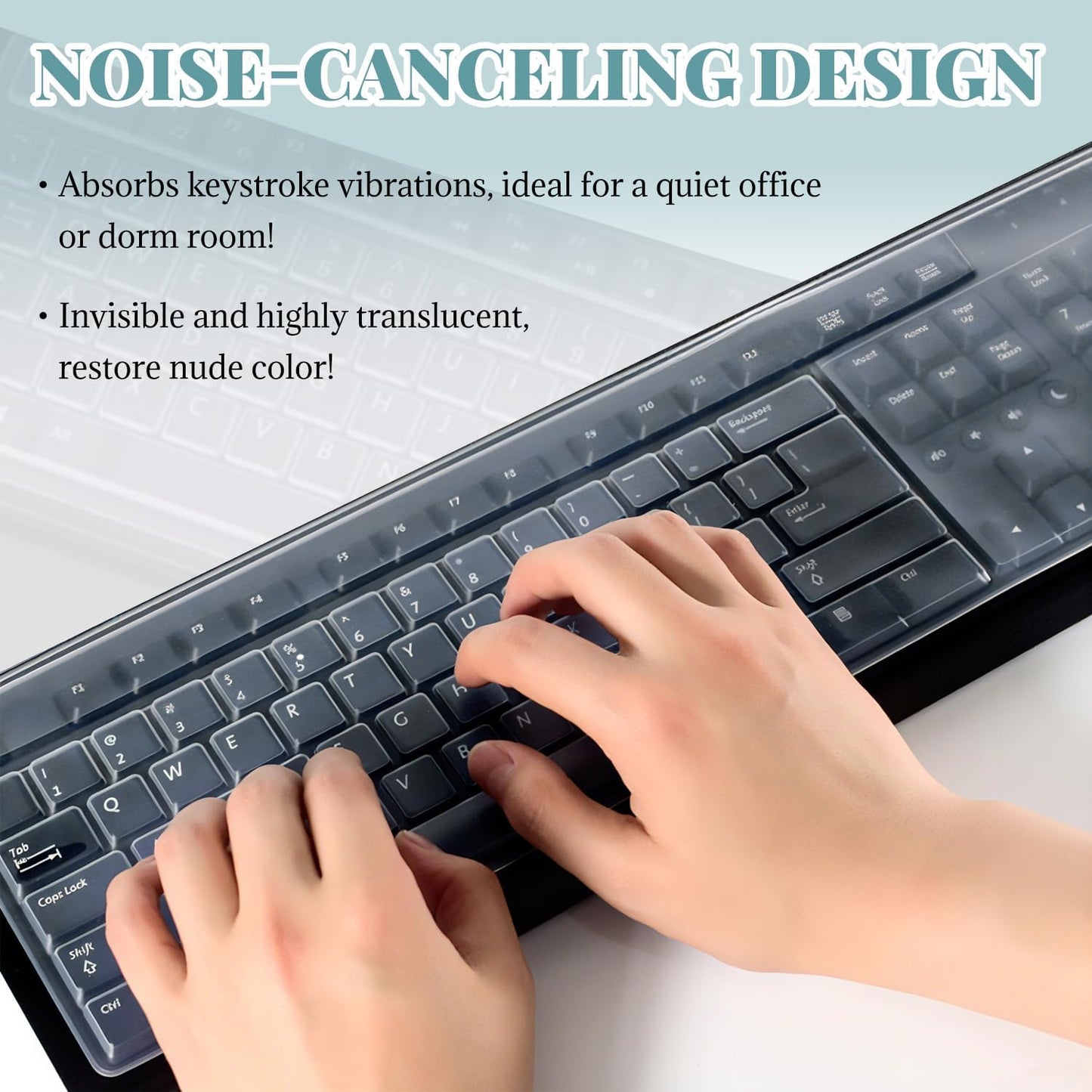 Clear PC Desktop Keyboard Cover, Universal Silicone Protector Skin for 104/107 Keys, Ultra-Thin, Waterproof, Dustproof, Anti-Slip Fits Most Standard Keyboards