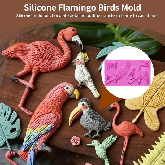Fondant Molds, Silicone Flamingo Birds Mold 3D Bird Mould for Cupcake Cake Chocolate Decoration