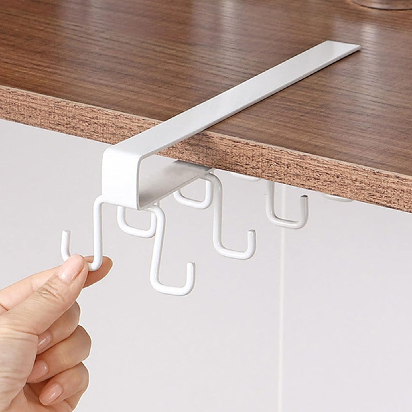 Mug Hooks Under Cabinet, Coffee Cup Cabinet No Drilling Hanger Hanging Cups Organizer for Kitchen Utensil Storage