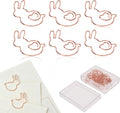 100PCS Rabbit Shape Paper Clips, Rose Gold Bunny Paperclips Decorative Clips Cute Animals Bookmark for Office School Home Desk Organizers