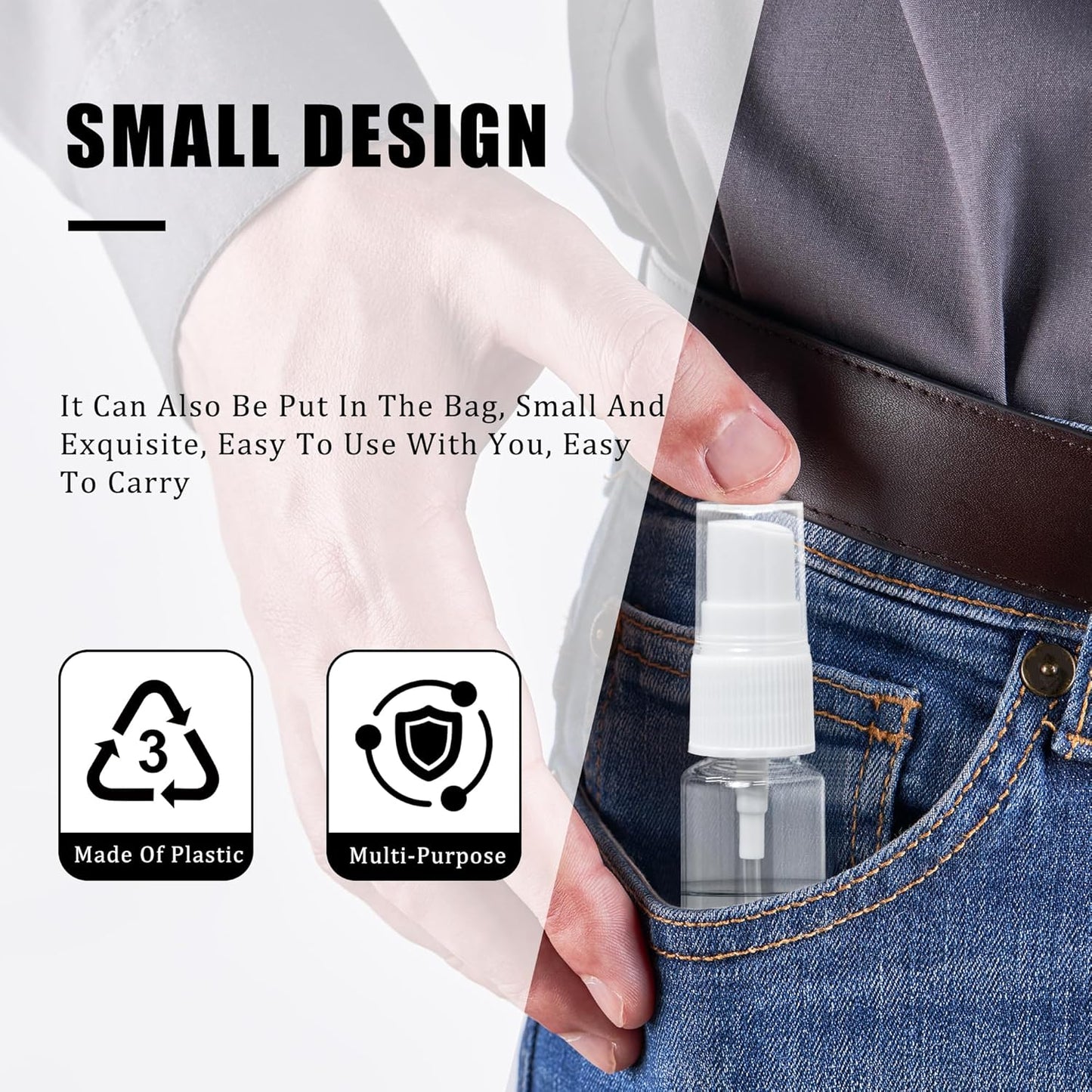 20 ml spray bottle - 2 mini spray bottles in travel size - clear plastic fine mist sprayer - compact travel-sized toiletries and cosmetics for vacation.