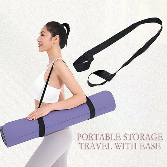 Yoga Mat Strap for Carrying - Cotton Yoga Mat Carry Strap Sling- Adjustable Loops for all Mat Sizes(Yoga Mat not included).
