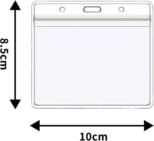5-piece plastic card holder - clear waterproof plastic badge holder - clear branded badge ID holder - wallet holder - double-sided badge holder - lanyard card holder for home, office and school.