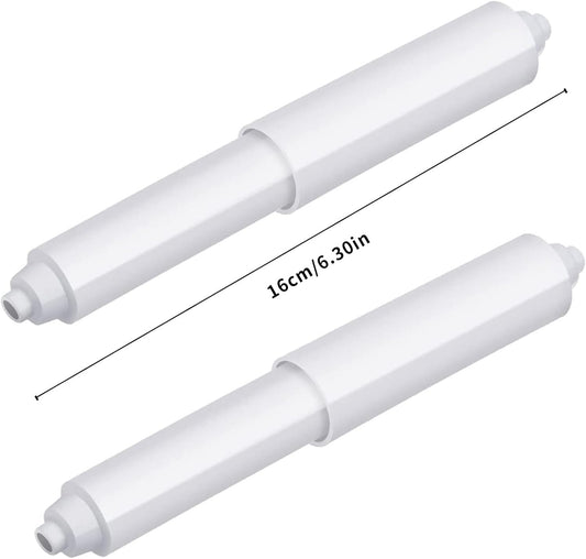 2-piece plastic toilet roll holder - toilet roll holder - toilet roll holder insert - bathroom toilet roll holder insert with spring mechanism - toilet roll replacement roll spring spindle (white)