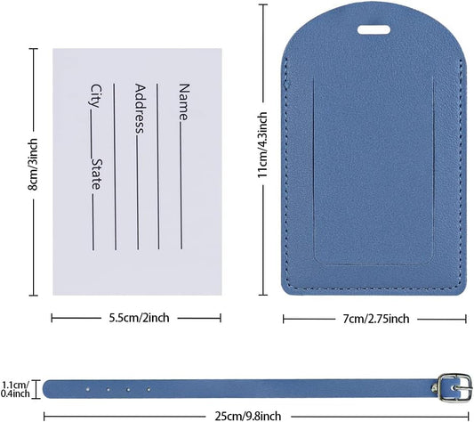 Bagagelabels, 6 pieces leather bag tags, travel bag labels with name-ID cards, luggage tags for travel bags, backpacks, cruises, waterproof travel accessories, 6 colours.