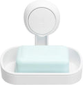 Shower soap caddy, holds up to 3 kg, bathroom, soap dish with suction cup, wall mount, waterproof, no drilling needed, removable shower storage box with suction cup, sponge holder, white plastic