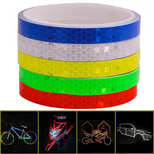 Reflective tape - 5 colours - Night safety - Reflective warning stickers - Waterproof - Outdoor - Reflective tape for bike wheels - Suitable for bikes, trailers and motorcycles.