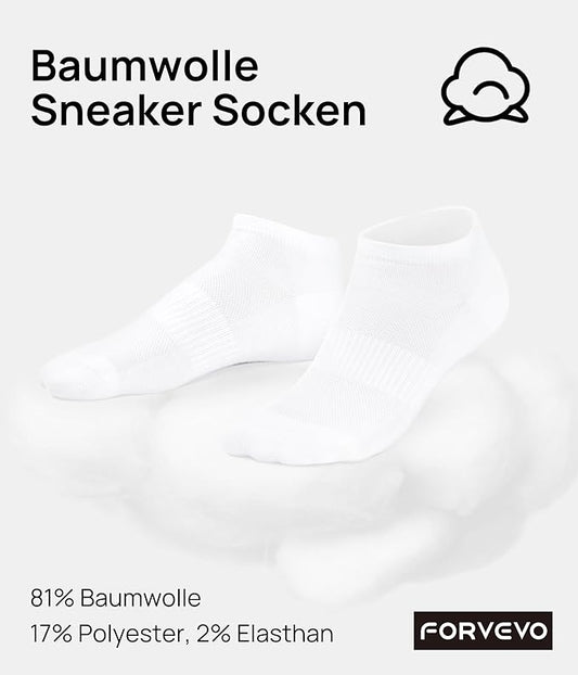 10 pairs of unisex sports socks - breathable cotton - short running socks - quarter socks - unisex (white)