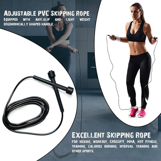 Adult skipping rope - Suitable for men, women and kids - Home workout and fitness - With non-slip handles - Adjustable skipping rope - For fitness, fat burning, boxing,.