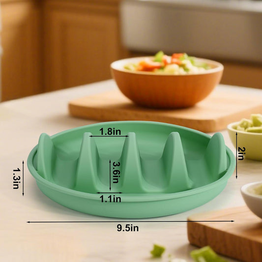 Silicone taco trays - 3-pack - with dividers - Eco-friendly - Reusable - Taco plates - Taco holders - Hard/soft taco shell holder - Taco party tray - Dishwasher and microwave safe.