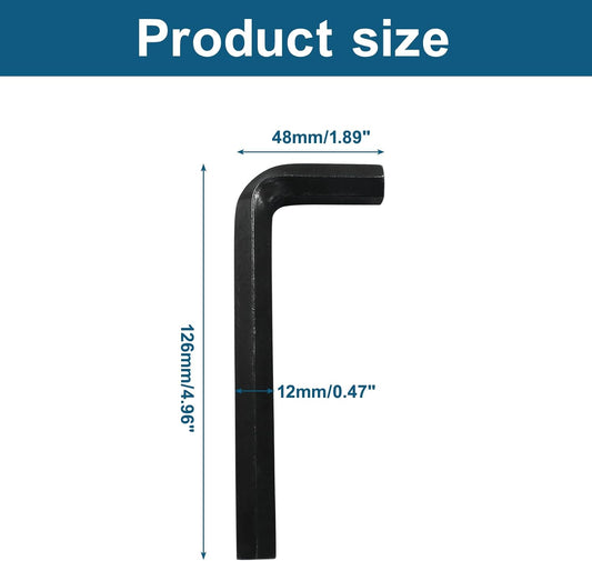 Biaungdo 2 Pcs Black 12mm Hex Key Wrench, Small Allen key Wrench, L Shaped Hexagon Hex Key Spanner Set Hexagon Head Replacement Repairing Tool for Repairing Bike, Furniture