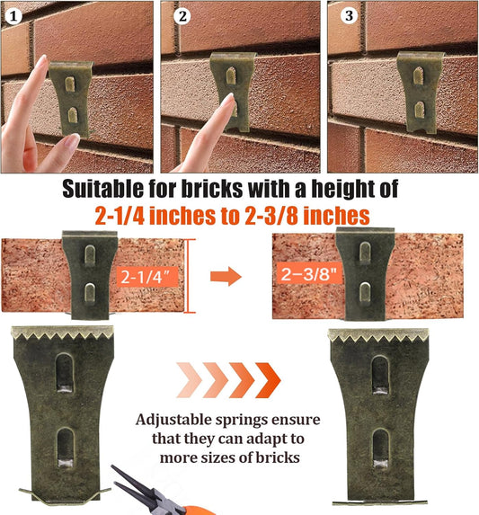 Biaungdo 6 Pcs Brick Wall Clips, Steel Brick Hook Clips, Heavy Duty Brick Hanger for Hanging Outdoors, Metal Brick Wall Hangers Outside Home Decor for 2-1/4 to 2-3/8 inches Bricks(Red Bronze)