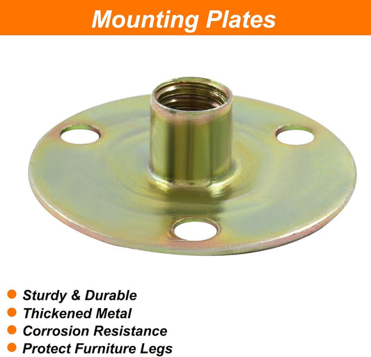 Biaungdo Furniture Leg Mounting Plates, 4 Sets 5/16 Attachment Plates with Hanger Bolts Screws for Furniture Sofa Cabinet Chair Couch Seats Strengthen Weak Furniture feet Repair Plates(5/16x37x2.5mm)
