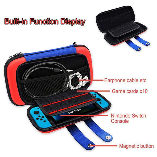 Carry Case Compatible with Nintendo Switch and New Switch OLED Console with Pockets for Accessories and Games-Red