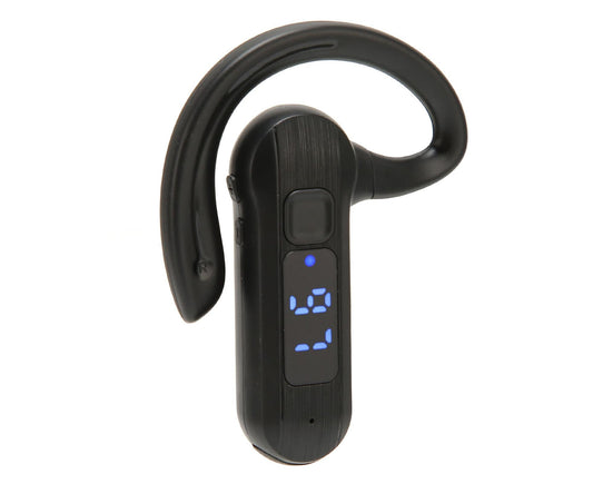 Single Ear Bone Conduction Headset Digital Display Voice Control Answering Wireless Earphone for Sports Business Black