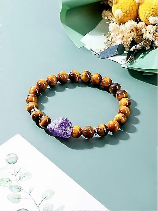 Amethyst Crystal Beaded Bracelet for Women,Natural Gem Semi Precious Reiki Healing Crystal Energy Quartz Bracelet,Handmade 8mm Round Stone Beads Stret
