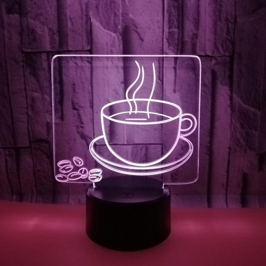 3D Coffee Night Light Led Light Optical Illusion