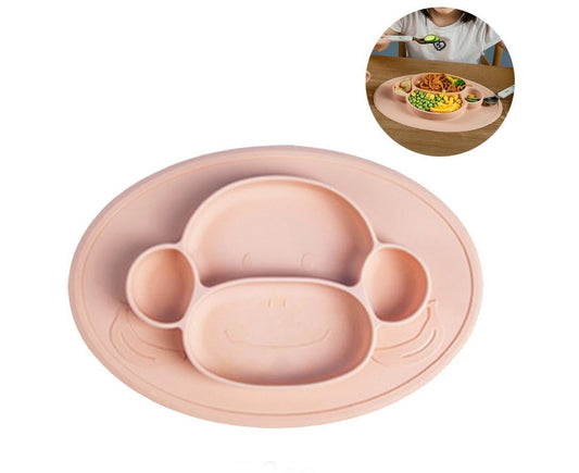 Silicone Divided Dinner Plate Suction Plate BPA Free , Dishwasher and Oven secure Fits Most Highchair Trays