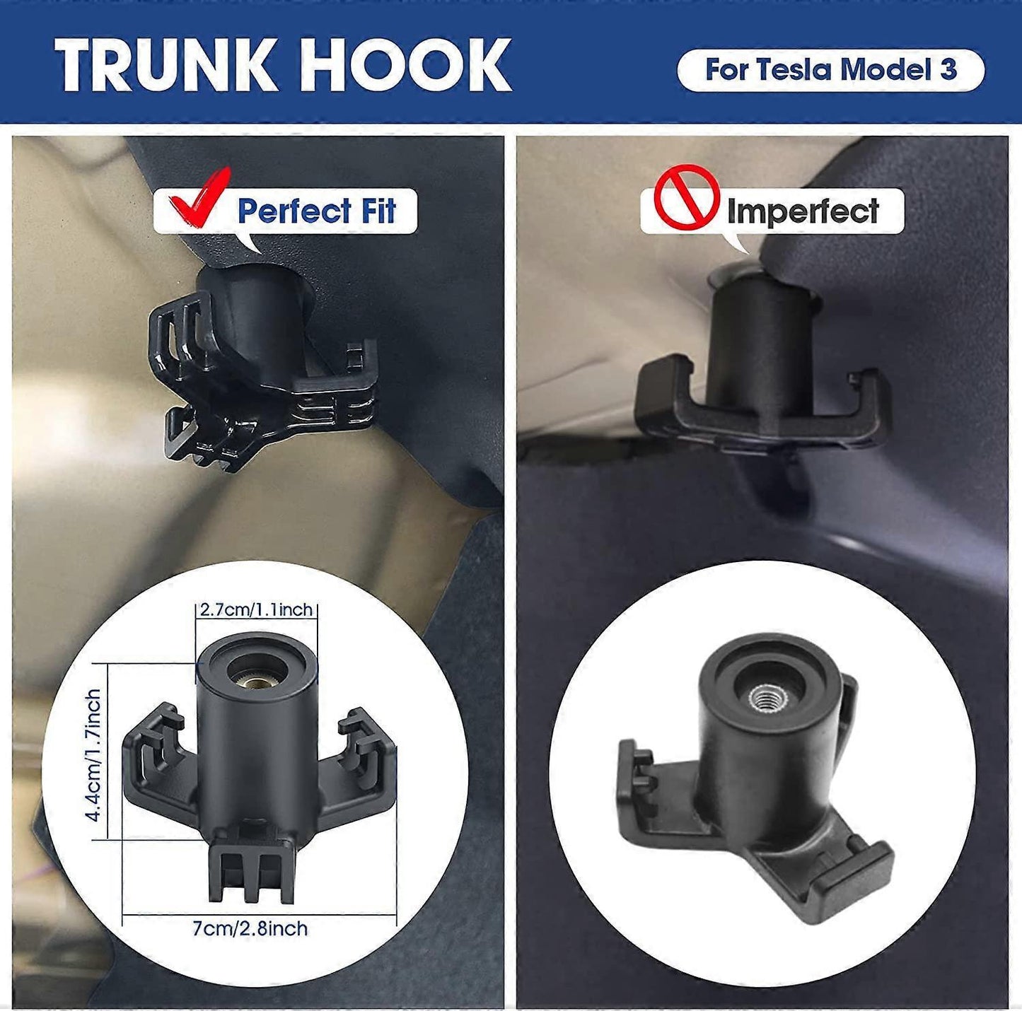 Piece ABS Trunk Hook for Tesla Car Interior Modification Accessories Durable Trunk Organizer Behind - Grocery Bag Hanging Hooks (Model 3)