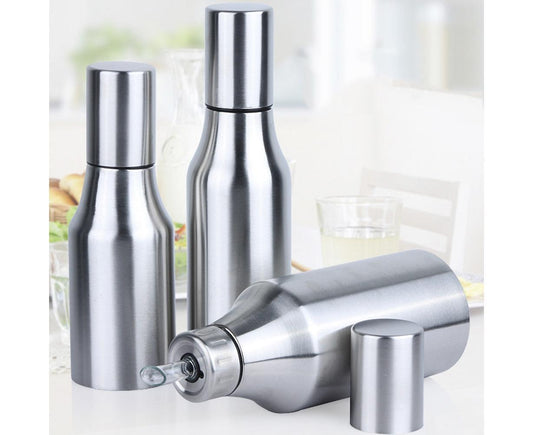 500ML 750ML 1000ML Stainless Steel Oil Vinegar Bottle Container Sauce Dispenser-Silver 750ML