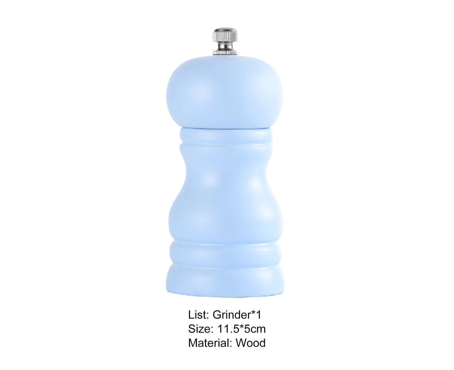 Pepper Grinder Food Grade Rust-proof Wood Handheld Pepper Salt Condiment Grinder for Home-Blue