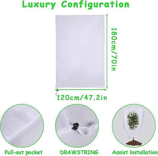 2 Pack Plant Protection Plant Overwintering Cover, Overwintering Protection Veil with Zipper for Trees, Palms, Outdoor Use (80 * 100)