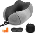 Comfy Memory Foam Travel Pillow for Airplane Car - Gray