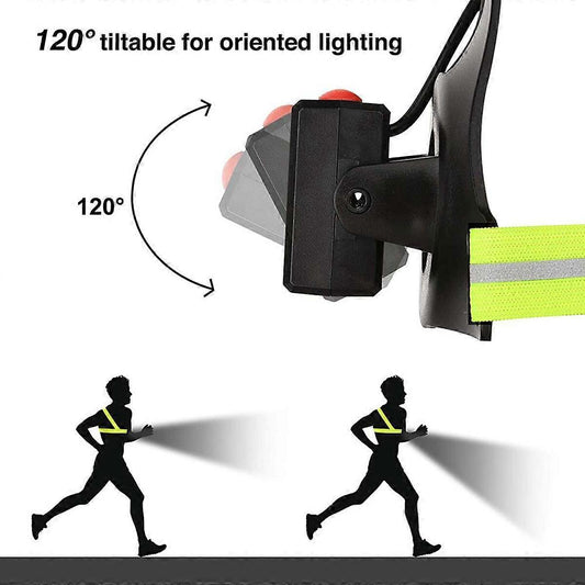 LED Chest Light with Reflective Vest, Night Running Gear with Rechargeable Battery