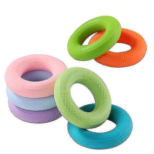 4-Pack Mesh Silicone Grip Circles, Rehab Gym Hand Strength Trainer, 50lb, Blue