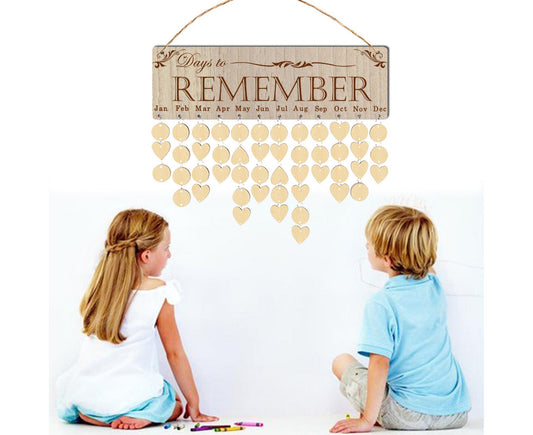 Wall Hanging Calendar Wooden Words Print Family Home Ornaments Office Decor- A