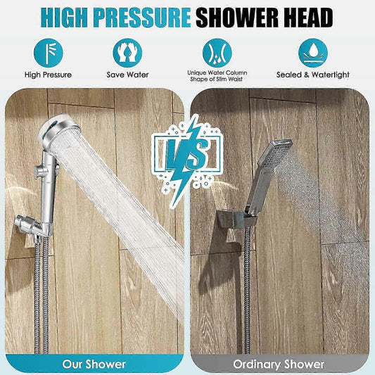 Rotating Propeller Shower Head with Filter, High Pressure & Water Saving