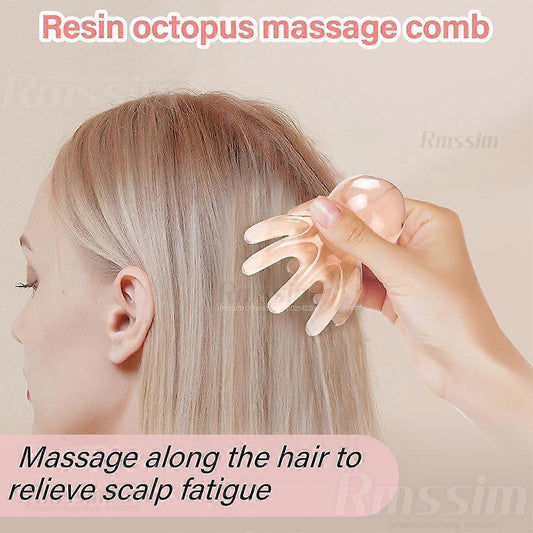 Resin Octopus-Style Scalp Guasha Massage Comb, Meridian Scraping Acupuncture SPA Tool