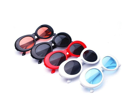 Goggle Kurt Cobain Glasses Oval Sunglasses Ladies Glasses Vintage Retro Sun Glasses Women's UV400Drop Ship - Black Gray